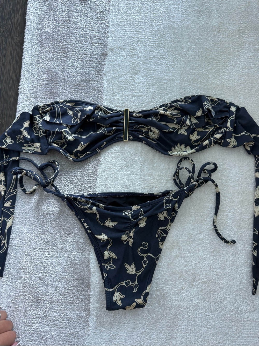 Animale Navy Blue Floral Bandeau Tie Bikini